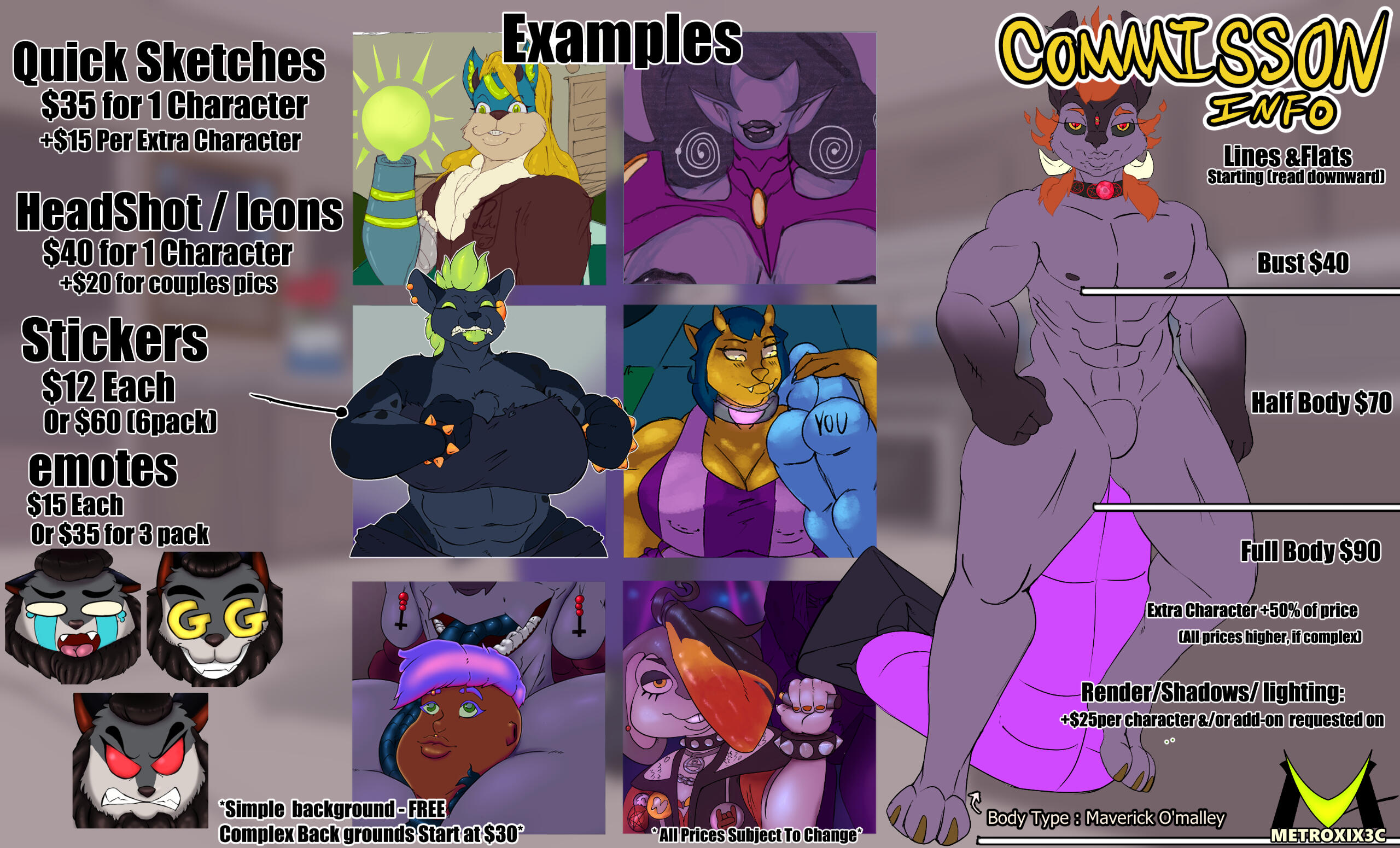 Prices 2025 Pricing sheet, created by Metroxix3c. (add more details later)